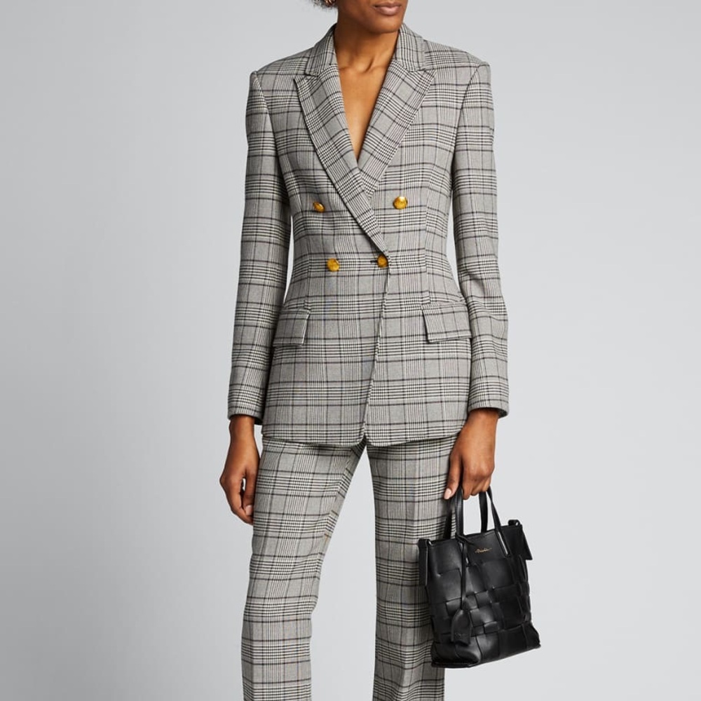 A.L.C. Sedgwick II Plaid Double Breasted Blazer Size 4 - Picture 4 of 4